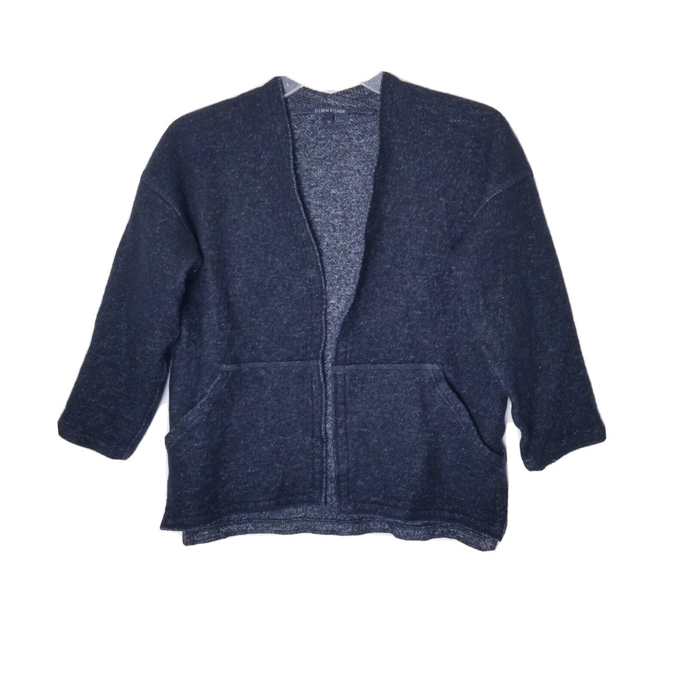 Eileen Fisher Open Front Sweater Cardigan Women Size XXS Gray